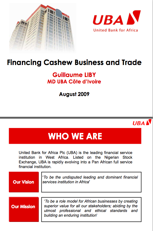 Financing the cashew business and trade - presentation